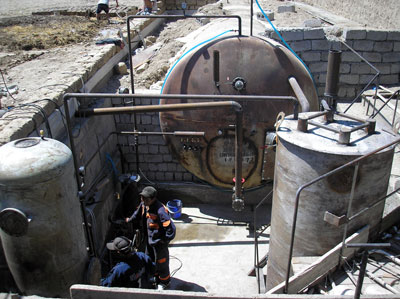 Installation of the biogas plant of Aripzonov, Kasakhstan 